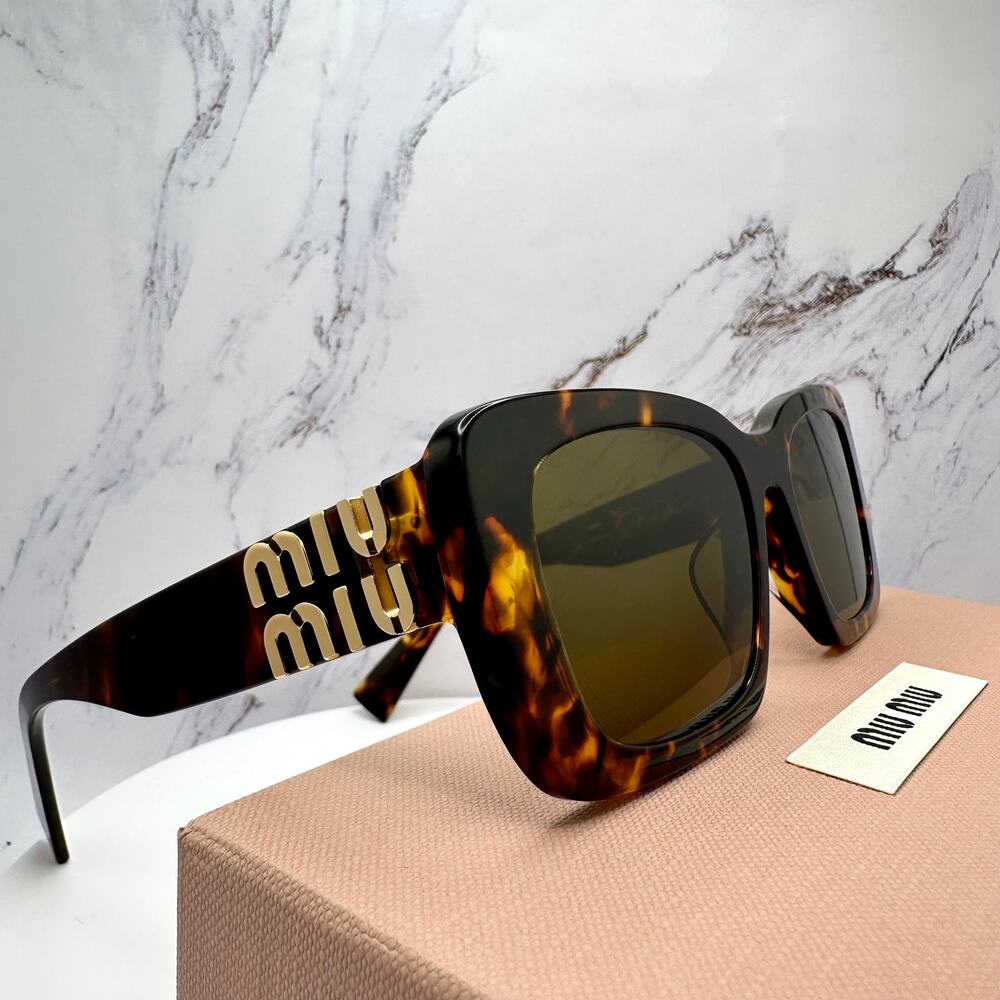 New MIU MIU Sunglasses Brown Tortoise Acetate Gol… - image 9